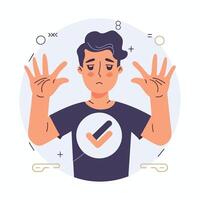 a man with hands up ,refuse concept vector
