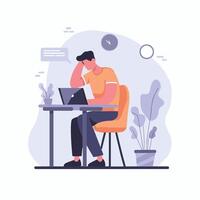 man sitting at a desk with a laptop concept vector