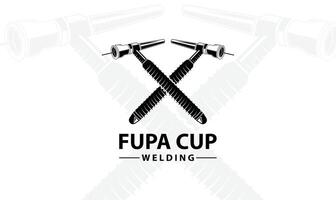 Welding logo with crossed torch. vector