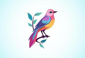 Beautiful multi coloured bird. Bird logo design vector illustration