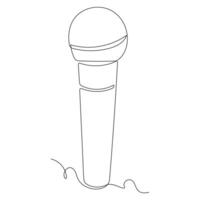 Continuous single line microphone mic sound one line art drawing and illustration vector design