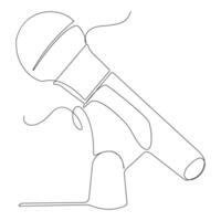 Continuous single line microphone mic sound one line art drawing and illustration vector design