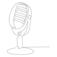 Continuous single line microphone mic sound one line art drawing and illustration vector design
