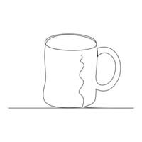 Continuous single line drawing of stylized mug of cappuccino coffee vector mug art drawing and design illustration