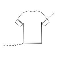 T shirt clothes continuous single line outline vector art drawing and simple one line shirt minimalist design