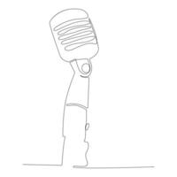 Continuous single line microphone mic sound one line art drawing and illustration vector design