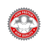 Red And Gray Badge High Protein High Quality vector