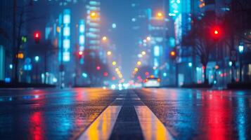AI generated Glowing city streets at twilight, where urban life transforms into a luminous wonderland photo