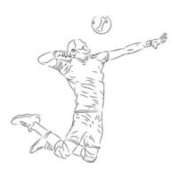 set of people playing volleyball line art ilustration vector