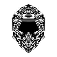 vector drawing fullface helmet with detailing in black nd white illustration