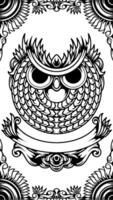 detailing drawing of owl with ornamen vector