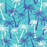 Abstract Floral coconut trees seamless pattern with leaves. tropical background vector