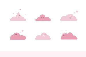 set of pink cloud on background vector