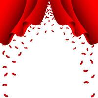 Red ribbon fall from red curtain on white background vector