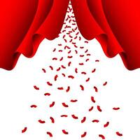 Red ribbon fall from red curtain vector