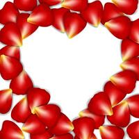 Heart frame from red rose petals vector