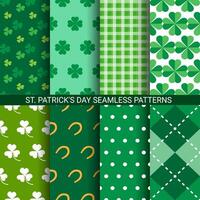 Set of abstract Shamrock seamless patterns for St. Patrick's Day vector