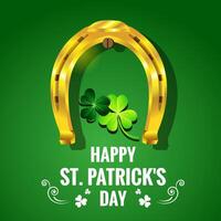 Gold horseshoe with Shamrock for St. Patrick's Day vector