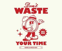 cartoon character of time Graphic Design for T shirt Street Wear and Urban Style vector