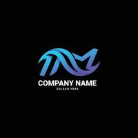 Letter TM logo design for a company that is made up of a wave vector