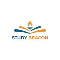 study beacon logo design with blue and orange color vector