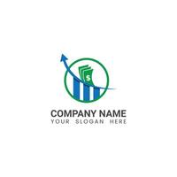 a business logo with a green arrow and dollar sign vector