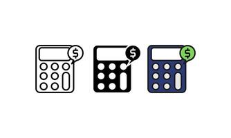 calculator and dollar icon from education collection. isolated on white background, Vector icon line, black and colorful style on white background