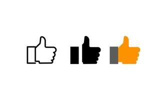 thumb up icon. Line,black and flat  color editable stroke isolated on white background. vector