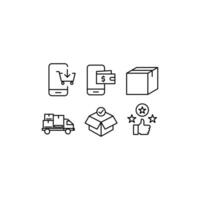 click and collect orders, icon, delivery truck, delivery service steps, receive orders at pick-up point, e-commerce business concept, white background isolated vector illustration.