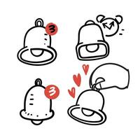 hand drawn doodle notification bell icon illustration vector