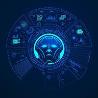 concept of chatbot technology, graphic of ai artificial intelligence chat interface vector
