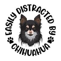 fácilmente distraído por chihuahua perro tipografía camiseta diseño gratis vector