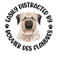 Easily Distracted By Bouvier des Flandres Dog Typography T shirt Design Pro Vector