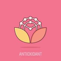 Antioxidant icon in comic style. Molecule cartoon vector illustration on isolated background. Detox splash effect business concept.