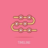 Timeline icon in comic style. Progress cartoon vector illustration on isolated background. Diagram splash effect business concept.