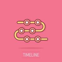 Timeline icon in comic style. Progress cartoon vector illustration on isolated background. Diagram splash effect business concept.