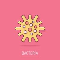 icono de bacterias de la enfermedad en estilo cómico. ilustración de vector de dibujos animados de alergia sobre fondo blanco aislado. concepto de negocio de efecto de salpicadura de virus microbio.