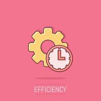 Improvement icon in comic style. Gear project cartoon vector illustration on isolated background. Productivity splash effect business concept.