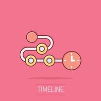 Timeline icon in comic style. Progress cartoon vector illustration on isolated background. Diagram splash effect business concept.