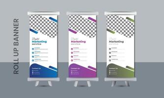 Three template roll up banner design vector design