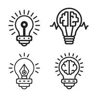 Light bulb icon set. Set Of Light Bulb Flat Icons, Vector Graphic Design Elements. Outline vector stock illustration. Creative Innovation Concept.