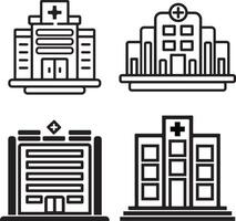 Hospital building icon vector logo. Hospital line icon for business, website, apps, and many more. City elements. Outline icon. Vector illustration.