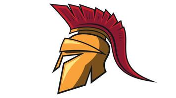 Spartan or Roman helmet of an ancient warrior with a red crest vector