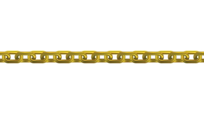 Gold chain isolated on a white background.