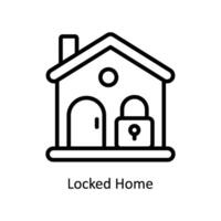 Locked Home Vector outline icon Style illustration. EPS 10 File