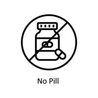 No Pill  vector outline icon style illustration. EPS 10 File