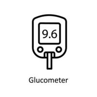 Glucometer vector outline icon style illustration. EPS 10 File
