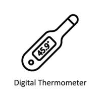 Digital Thermometer vector outline icon style illustration. EPS 10 File