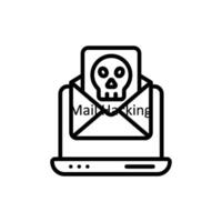 Mail Hacking Vector outline icon Style illustration. EPS 10 File