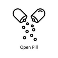 Open Pill vector outline icon style illustration. EPS 10 File